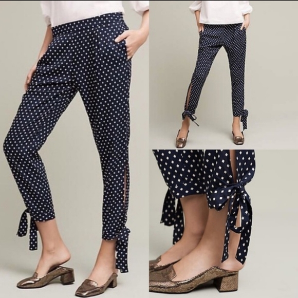 Anthropologie Pants - Anthro Navy Diamond Ankle Tie Lobelia Joggers Sz S